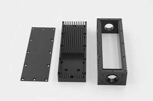 sibai precise aluminium cnc machined heatsink box parts to be assemblied for sensoring products black anodized